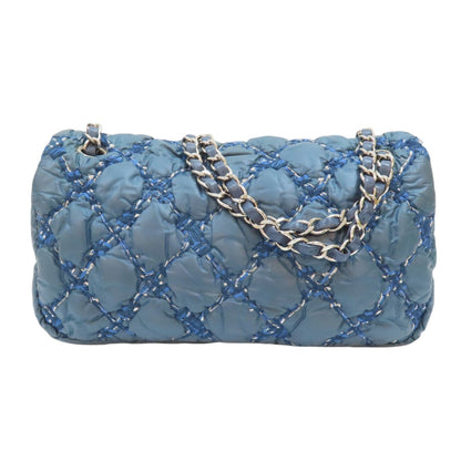 Chanel Matelasse Coco Mark Shoulder Bag Nylon Blue (discoloration)
