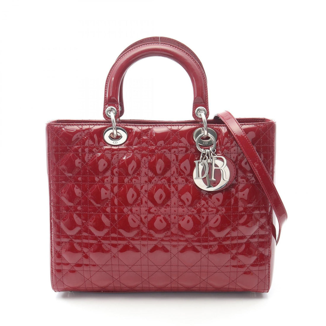Christian Dior Christian Dior Large Cannage Handbag Red Patent Leather