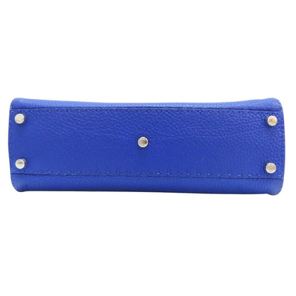 Fendi Peekaboo Selleria Leather Blue Shoulder Handbag 8bn 226