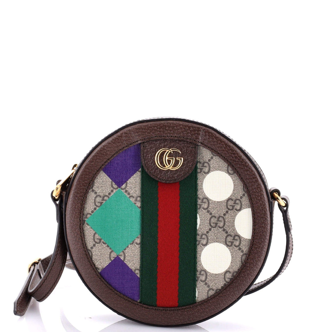 Gucci Ophidia Round Shoulder Bag Printed Gg Coated Canvas Mini