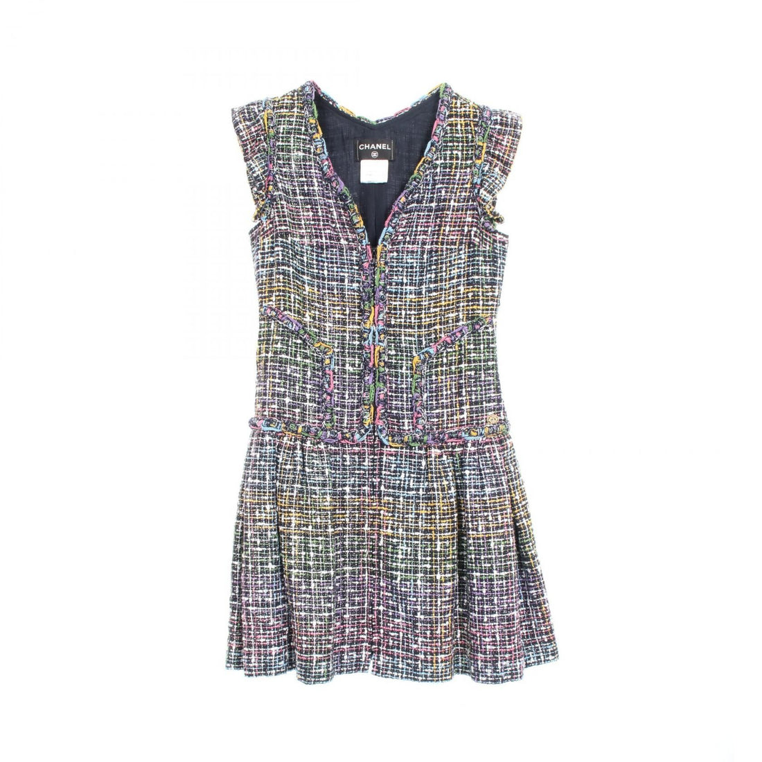 Chanel Black Multicolor Tweed Dress Cotton P 40406v 29250