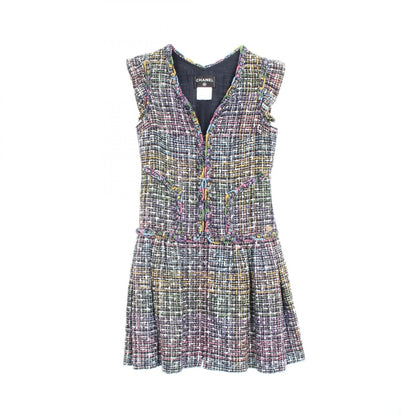 Chanel Black Multicolor Tweed Dress Cotton P 40406v 29250