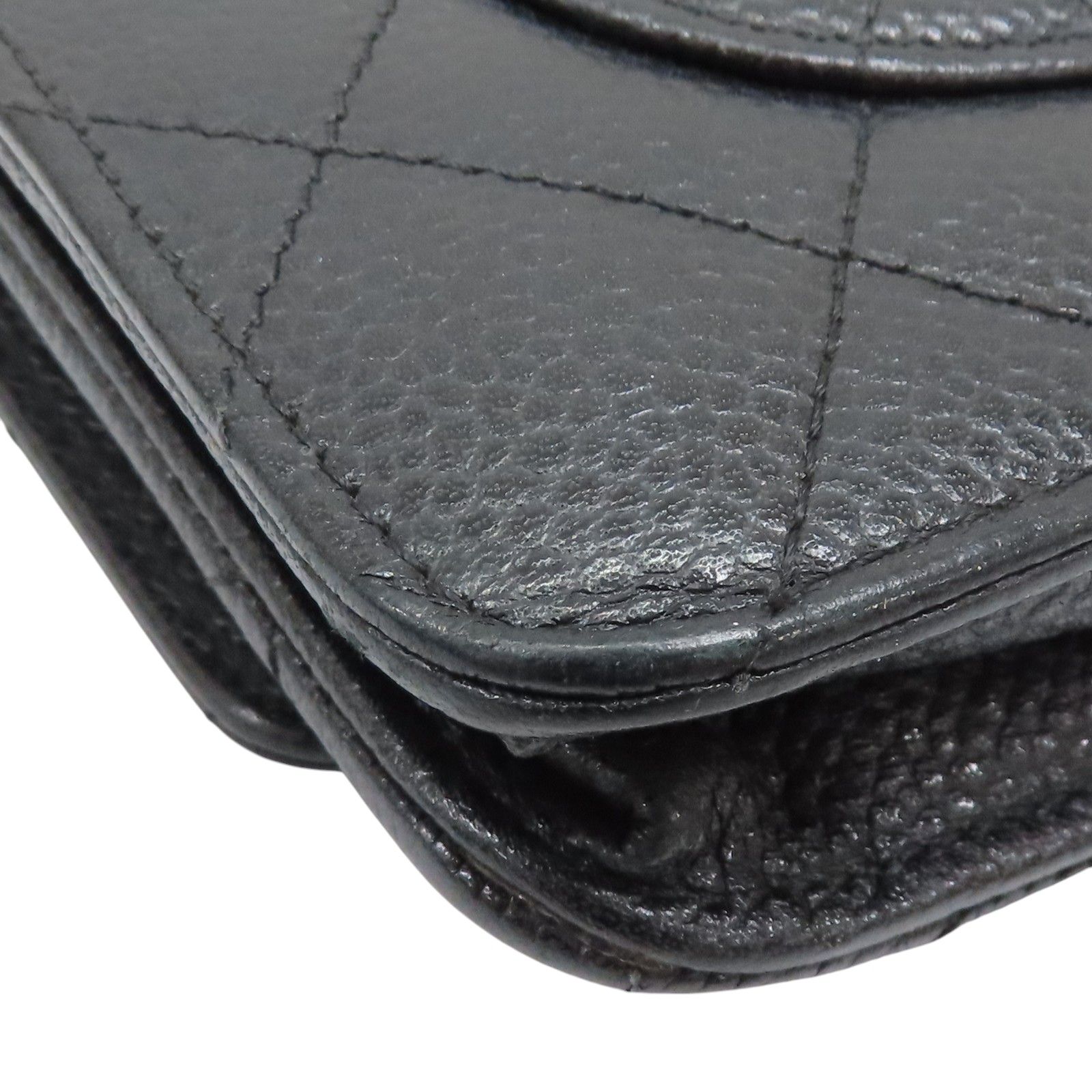 Chanel Woc Wallet On Chain Shoulder Bag Black Quilted Grained Calfskin