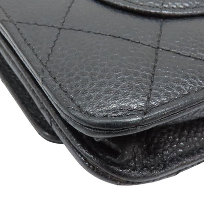 Chanel Woc Wallet On Chain Shoulder Bag Black Quilted Grained Calfskin