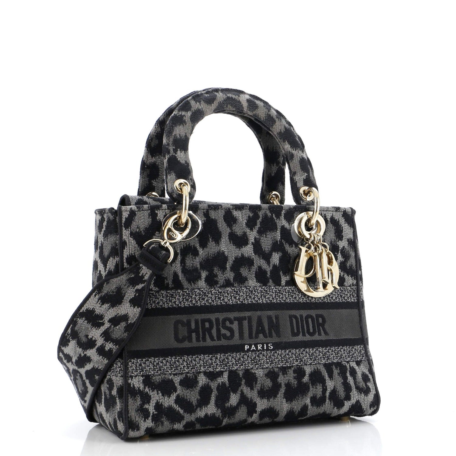 Christian Dior Lady D-Lite Bag Mizza Embroidered Canvas Medium