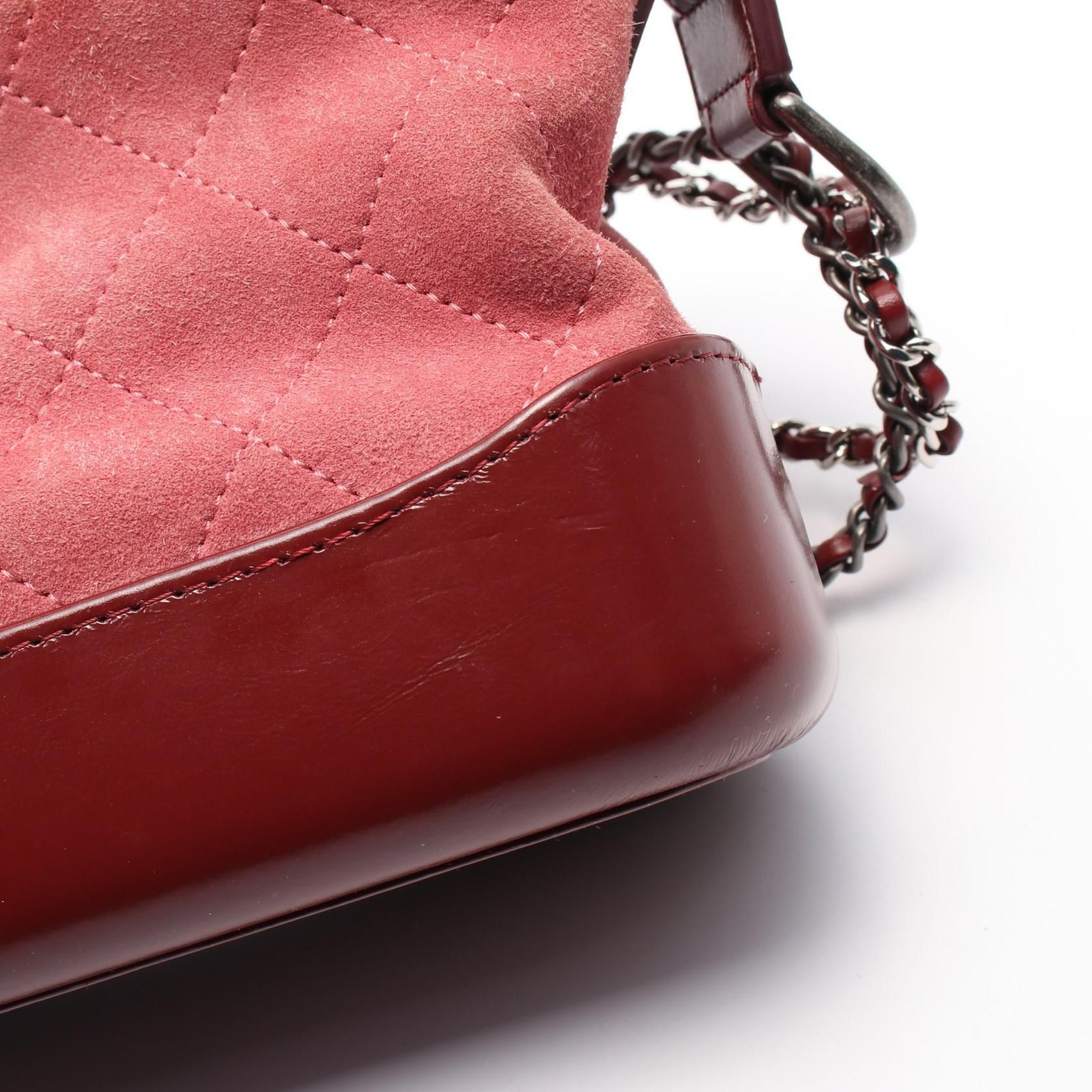 Chanel Gabriel De Small Shoulder Bag A 91810 Suede Pink Bordeaux Cc