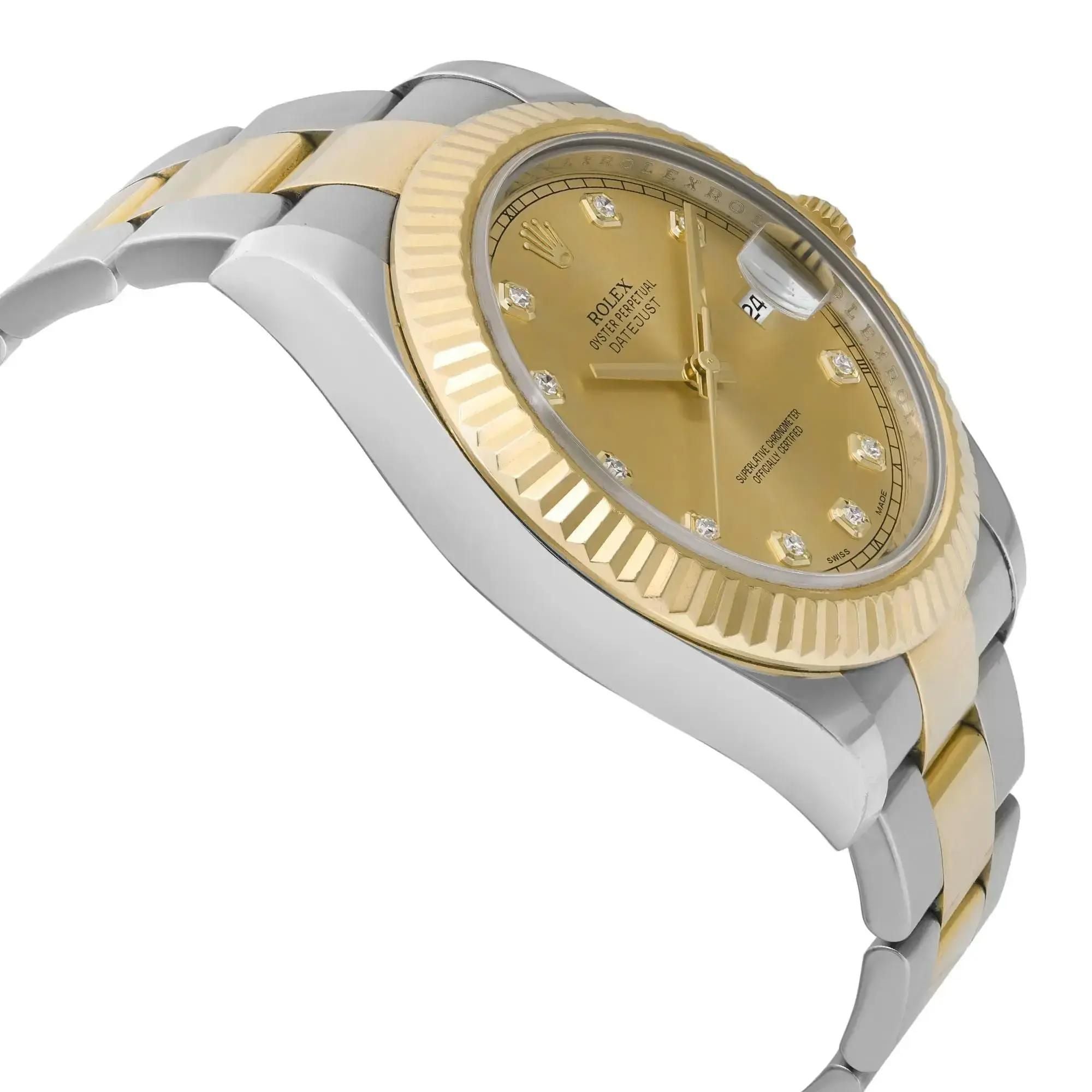 Rolex Datejust II 18K Yellow Steel Steel Diamond Champagne Dial Men Watch 116333