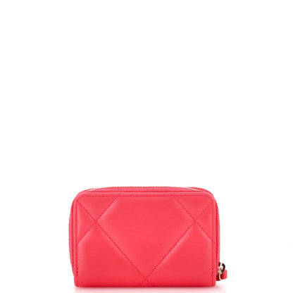 Chanel Pink Zip Coin Purse Quilted Leather