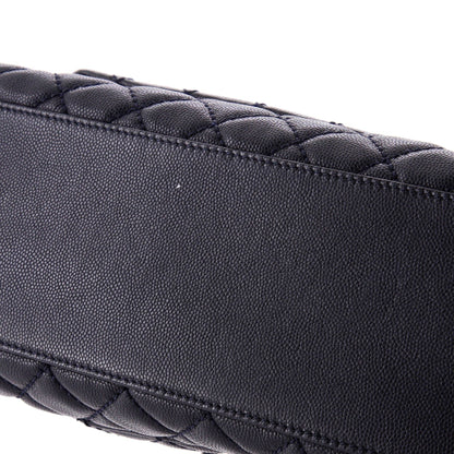 Chanel Coco Top Handle Bag Quilted Caviar With Lizard Small