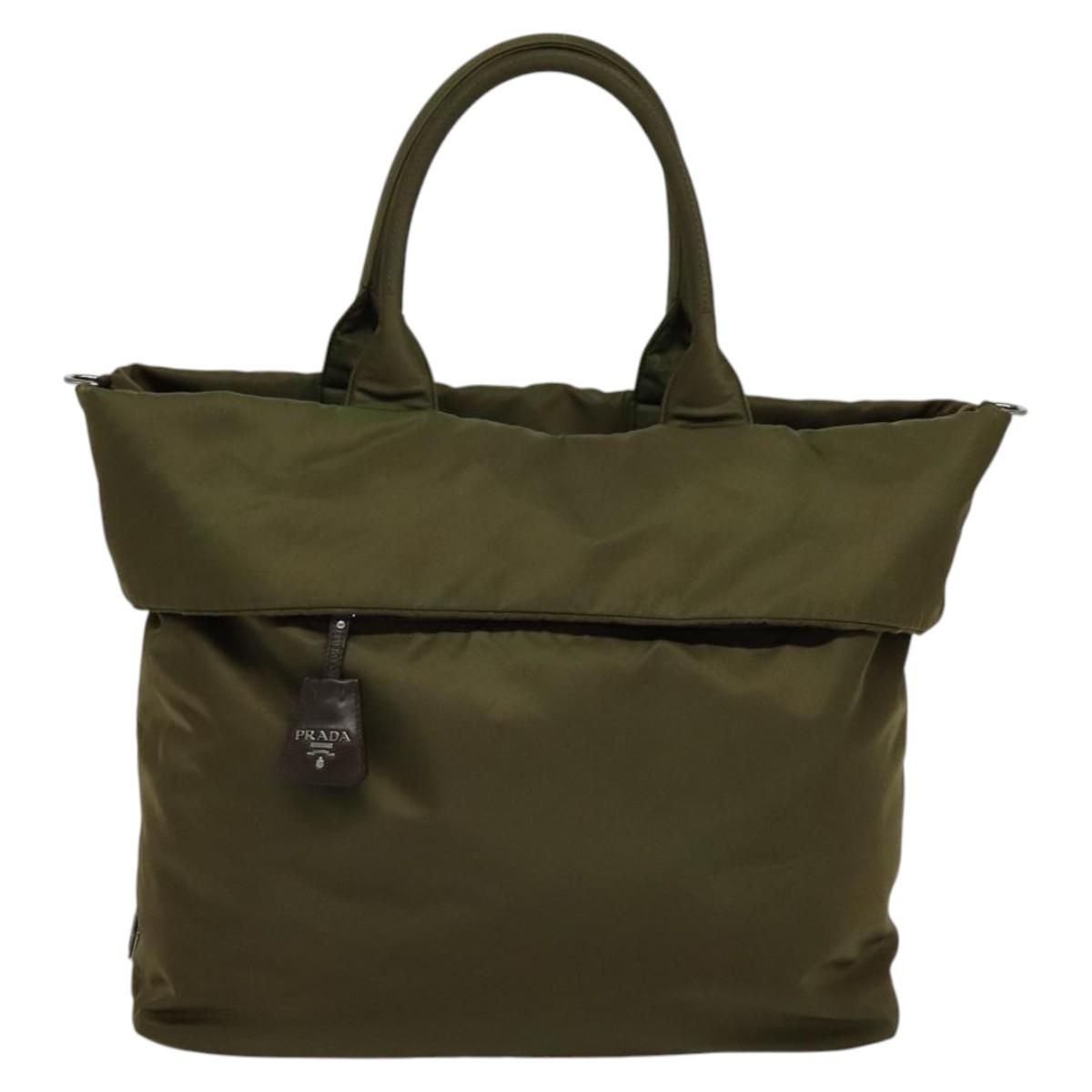 Prada Hand Bag Nylon 2way Khaki Auth