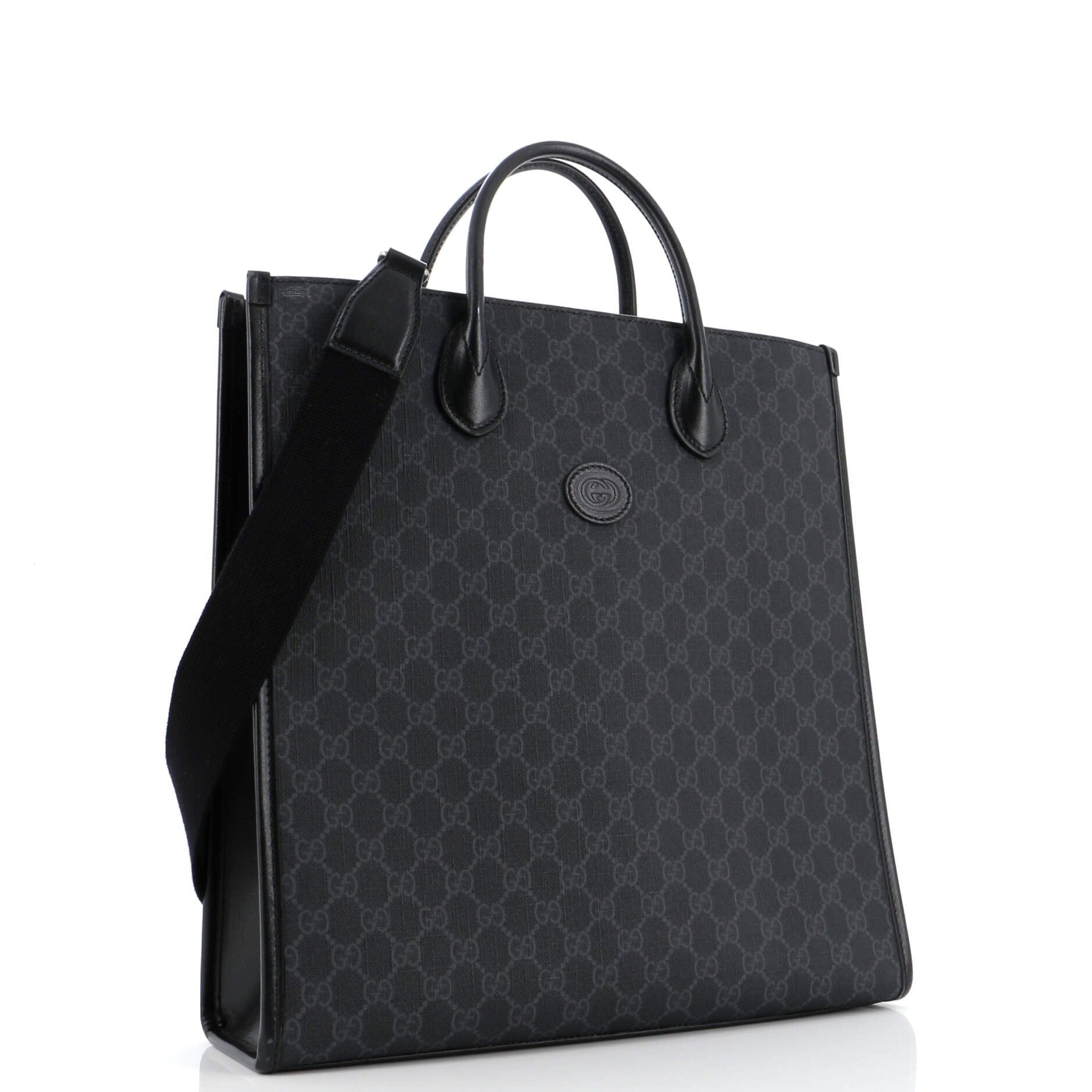 Gucci Vertical Structured Top Handle Open Tote Gg Coated Canvas Medium
