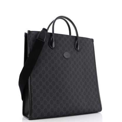 Gucci Vertical Structured Top Handle Open Tote Gg Coated Canvas Medium