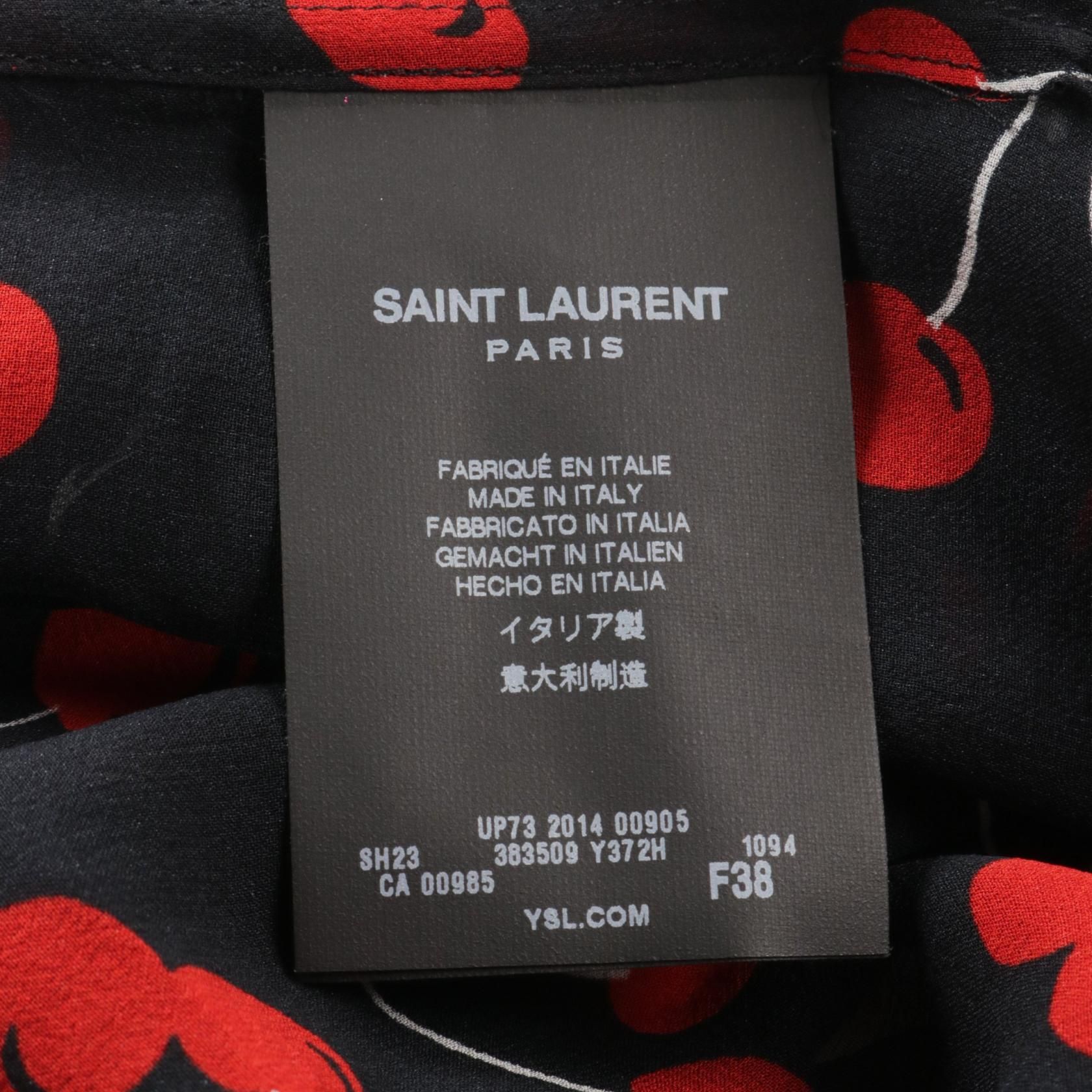 Saint Laurent Paris Blouse Black Red White Silk