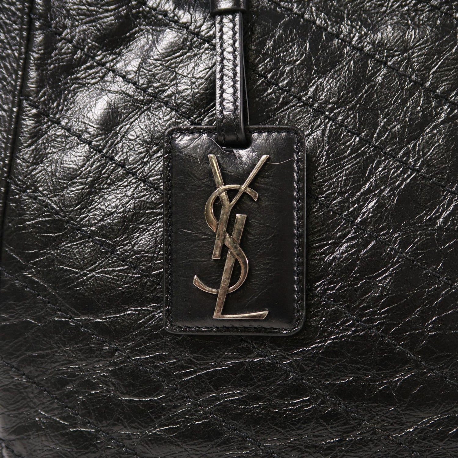 Yves Saint Laurent Cowhide Leather Niki Large Silver Shoulder Bag Black Calfskin (cowhide) Pmr 504