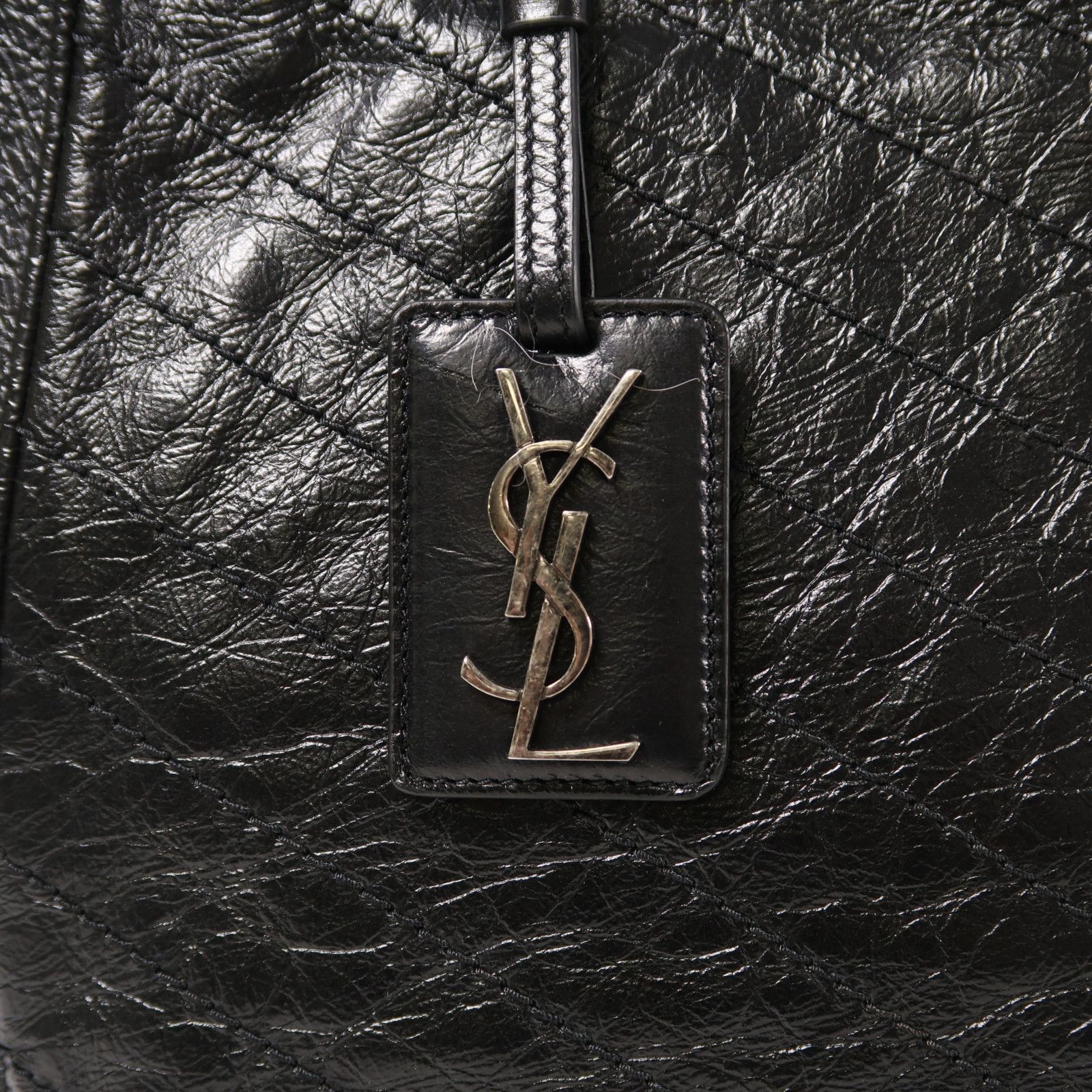 Yves Saint Laurent Cowhide Leather Niki Large Silver Shoulder Bag Black Calfskin (cowhide) Pmr 504