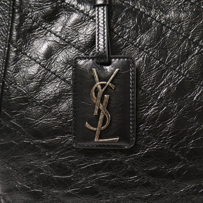 Yves Saint Laurent Cowhide Leather Niki Large Silver Shoulder Bag Black Calfskin (cowhide) Pmr 504