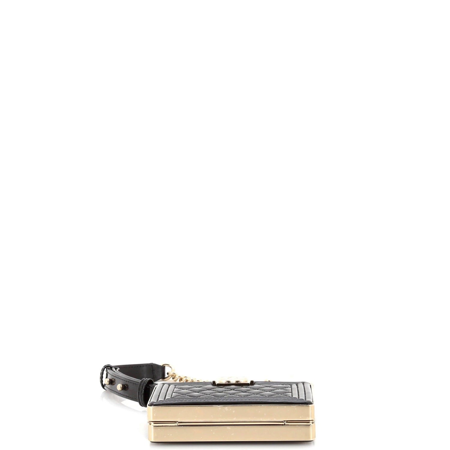 Chanel Boy Chain Box Minaudiere Quilted Patent