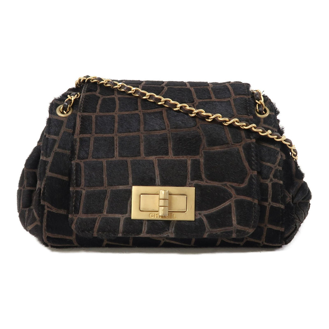 Chanel Black Horsehair 2.55 Chain Shoulder Gold Chain Shoulder Back Bag Black Shoulder Bag Ot