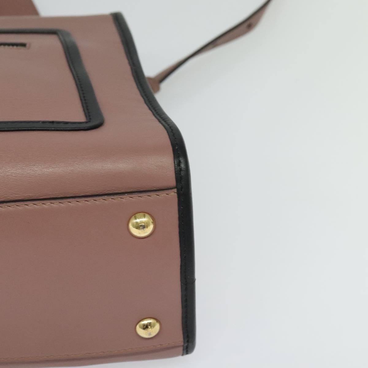 Fendi Runaway Small Hand Bag Leather 2way Pink Gold Auth