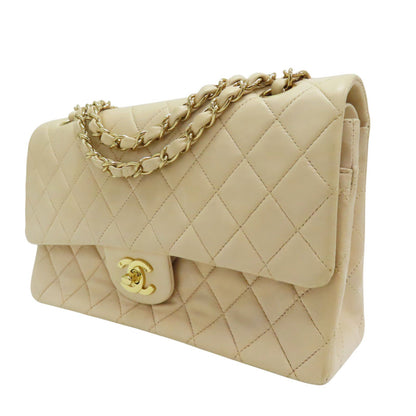 Chanel Matelasse Coco Mark 25 Shoulder Bag Lambskin Beige Gold Metal (no Card)