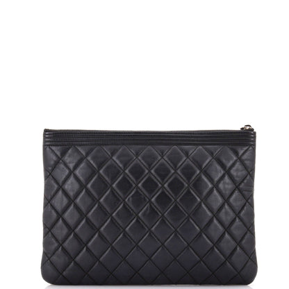 Chanel Boy O Case Clutch Quilted Lambskin Medium