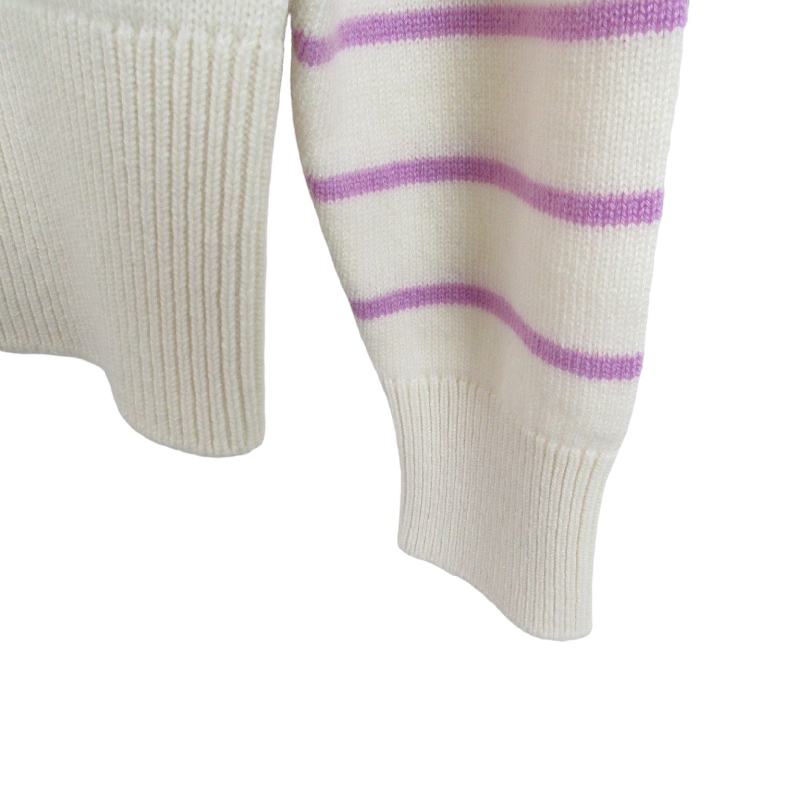 Chanel Striped Cashmere Sweater Knitwear White Multicolor 34