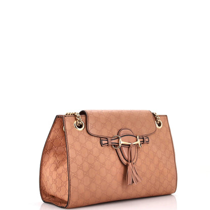 Gucci Emily Chain Flap Shoulder Bag Guccissima Leather Large