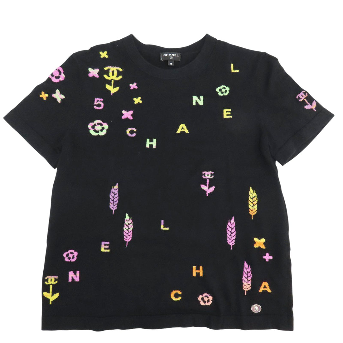 Chanel Short Sleeve T-shirt Black Cotton 36