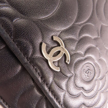 Chanel Lambskin Camellia Embossed Wallet on Chain WOC