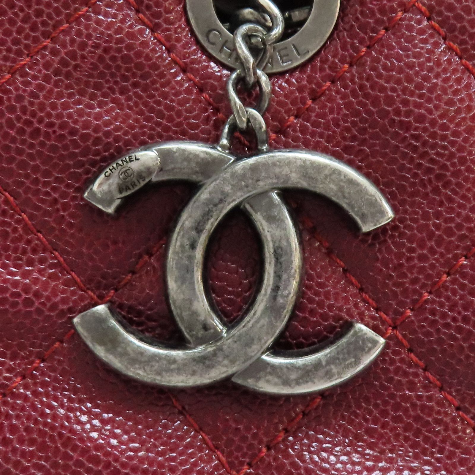 Chanel Matelasse Chain Shoulder Bag Calfskin Red