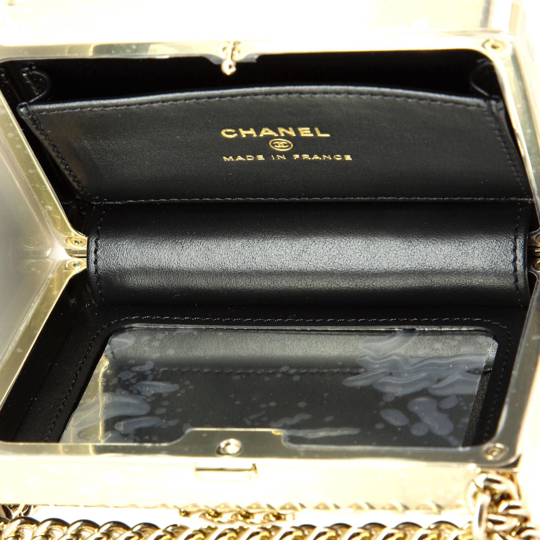 Chanel Boy Chain Box Minaudiere Quilted Patent