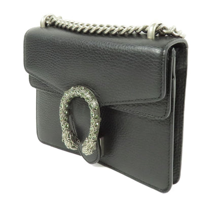 Gucci Cowhide Leather Dionysus Silver Shoulder Bag Black Calfskin (cowhide) 421970 Caogn 8176