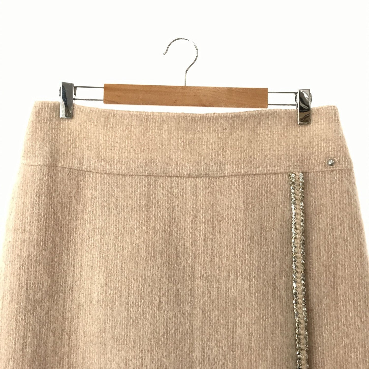 Chanel Skirt Mini P 57509v 43509 Mohair Wool Beige 46