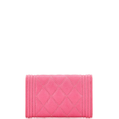 Chanel Boy Flap Card Case Quilted Caviar
