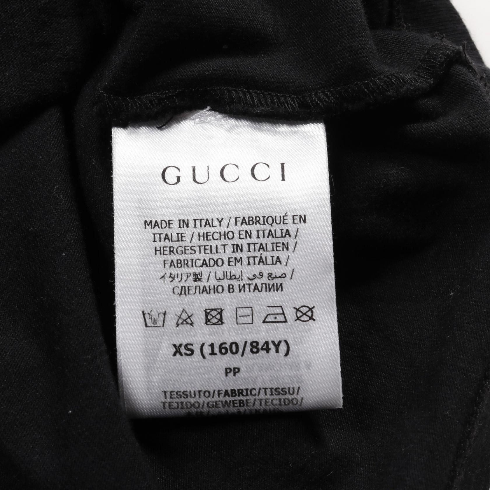 Gucci T-shirt Cotton Tops Black Multicolor Logo Xs