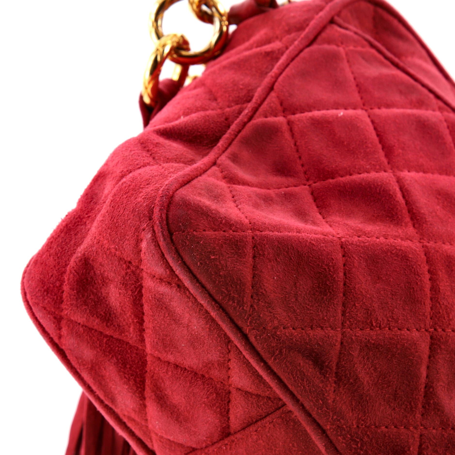 Chanel Vintage Front Pocket Camera Bag Quilted Suede Medium