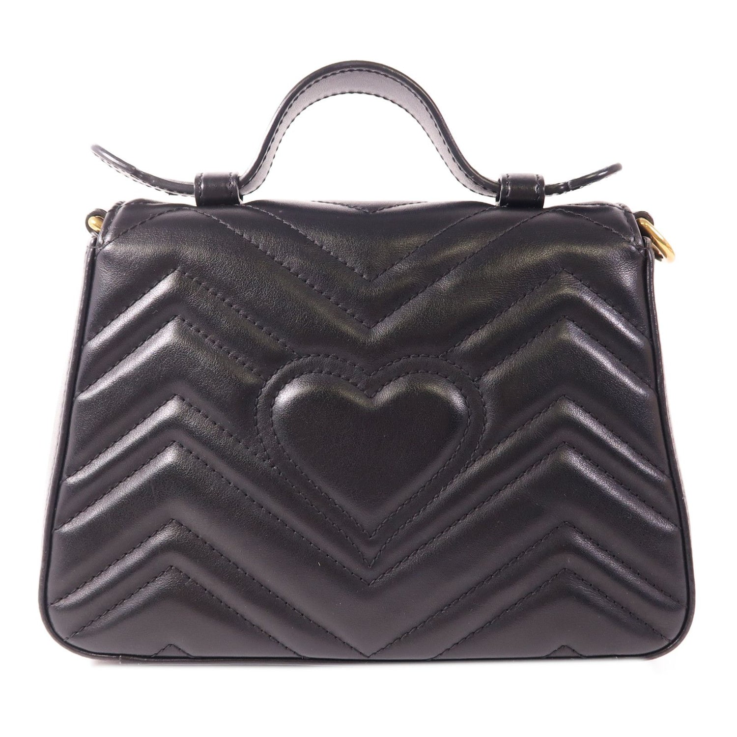 Gucci Sheepskin Leather Gg Marmont Hand-turned Shoulder And Back Bag 2way Shoulder Bag Black Lambskin (sheep Leat