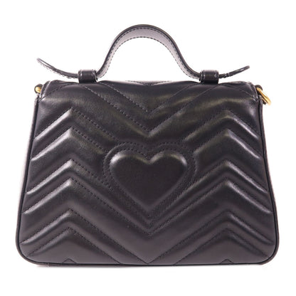 Gucci Sheepskin Leather Gg Marmont Hand-turned Shoulder And Back Bag 2way Shoulder Bag Black Lambskin (sheep Leat