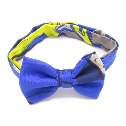 Hermes Silk Mini Ribbon Bow Blue Tie Blue Silk