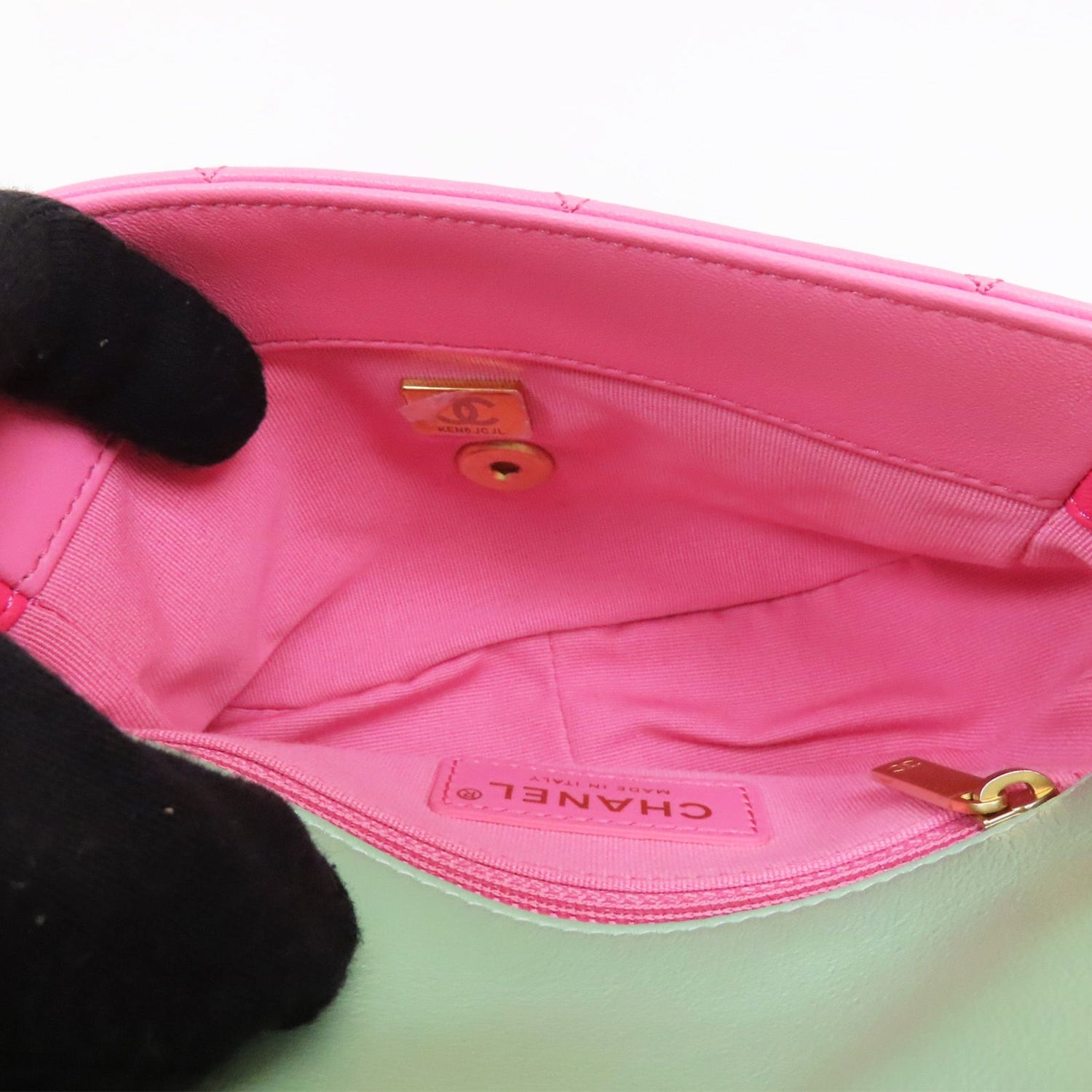 Chanel Tri-color Mini Flap Shoulder Bag Green Pink Multicolor Calfskin