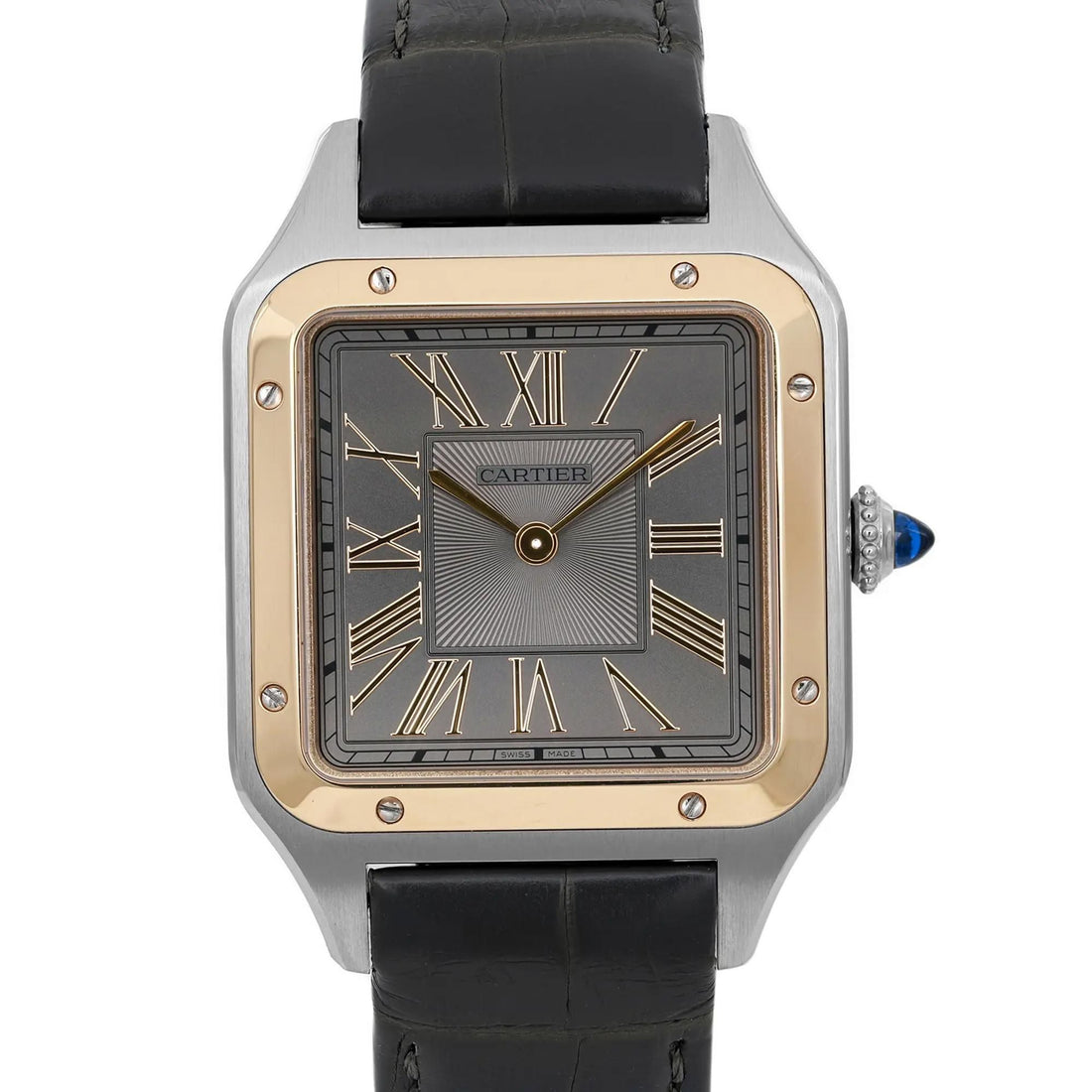 Cartier Santos-dumont Large 18K Yellow Gold Steel Watch W2SA0028