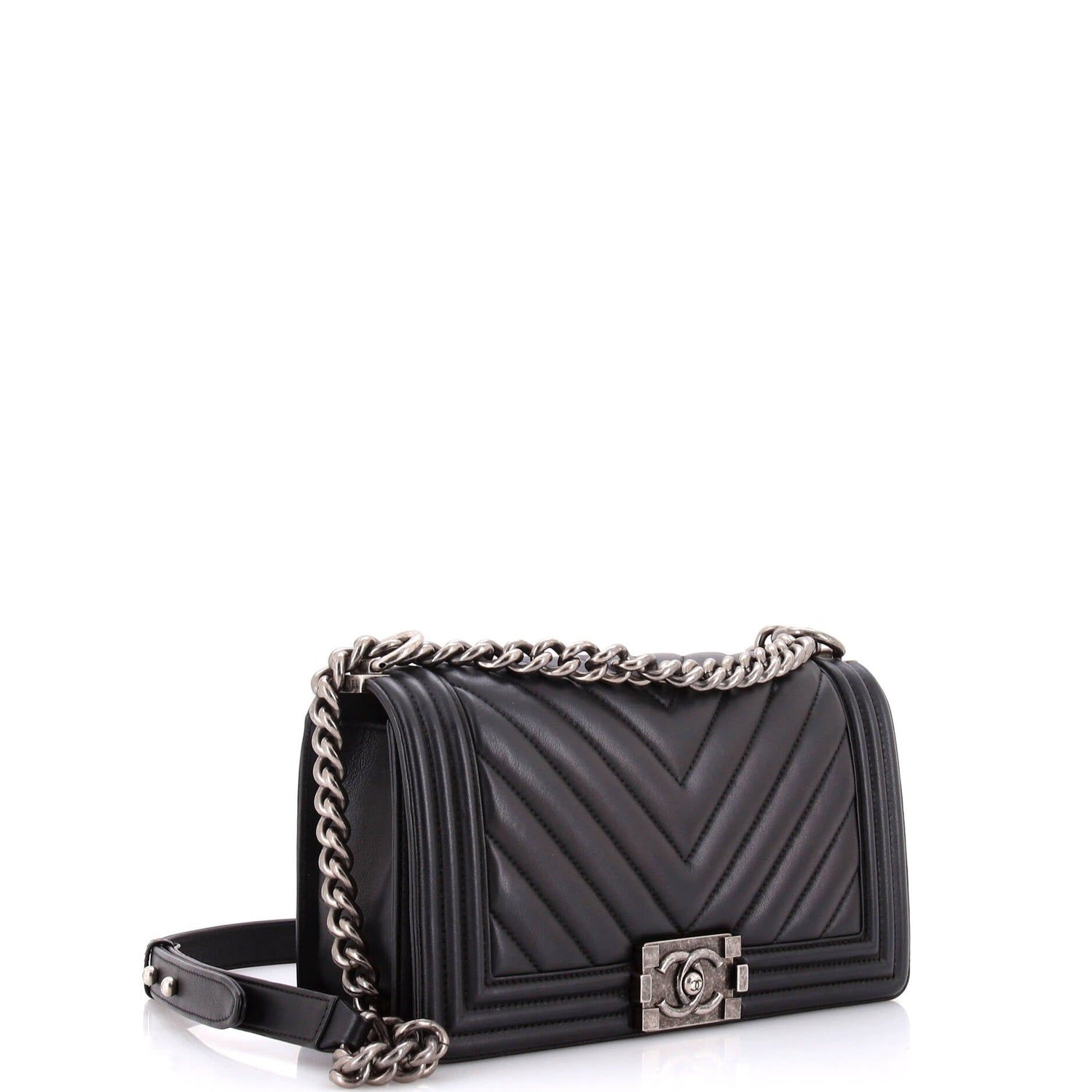Chanel Boy Flap Bag Chevron Lambskin Old Medium