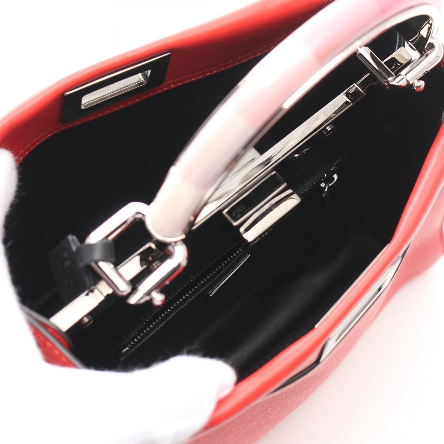 Fendi Mini Peekaboo Iconic Handbag Red Leather 8bn 316