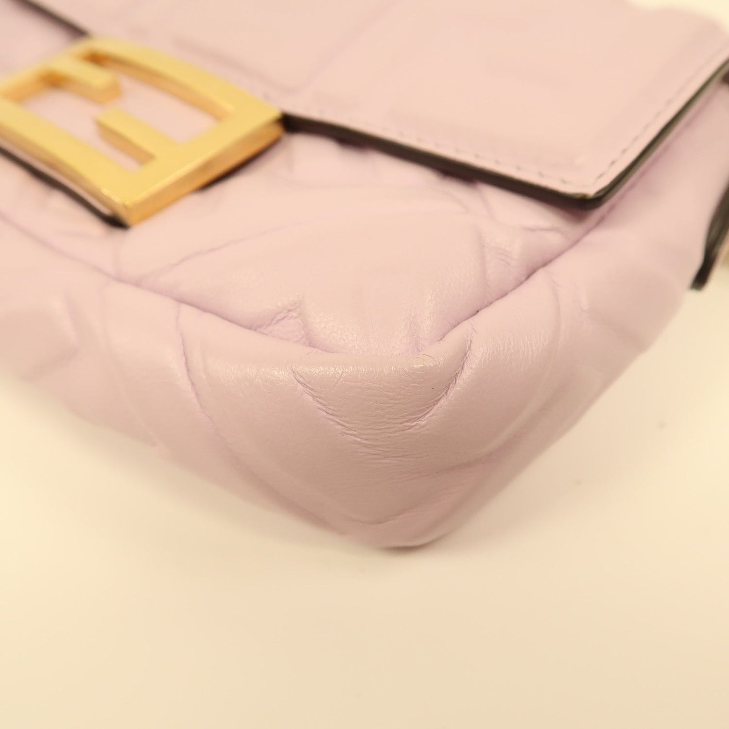 Fendi Sheepskin Leather Baguette Mini Golden Hand-turned Shoulder And Back Bag Purple 2way Shoulder Bag Purple Black La