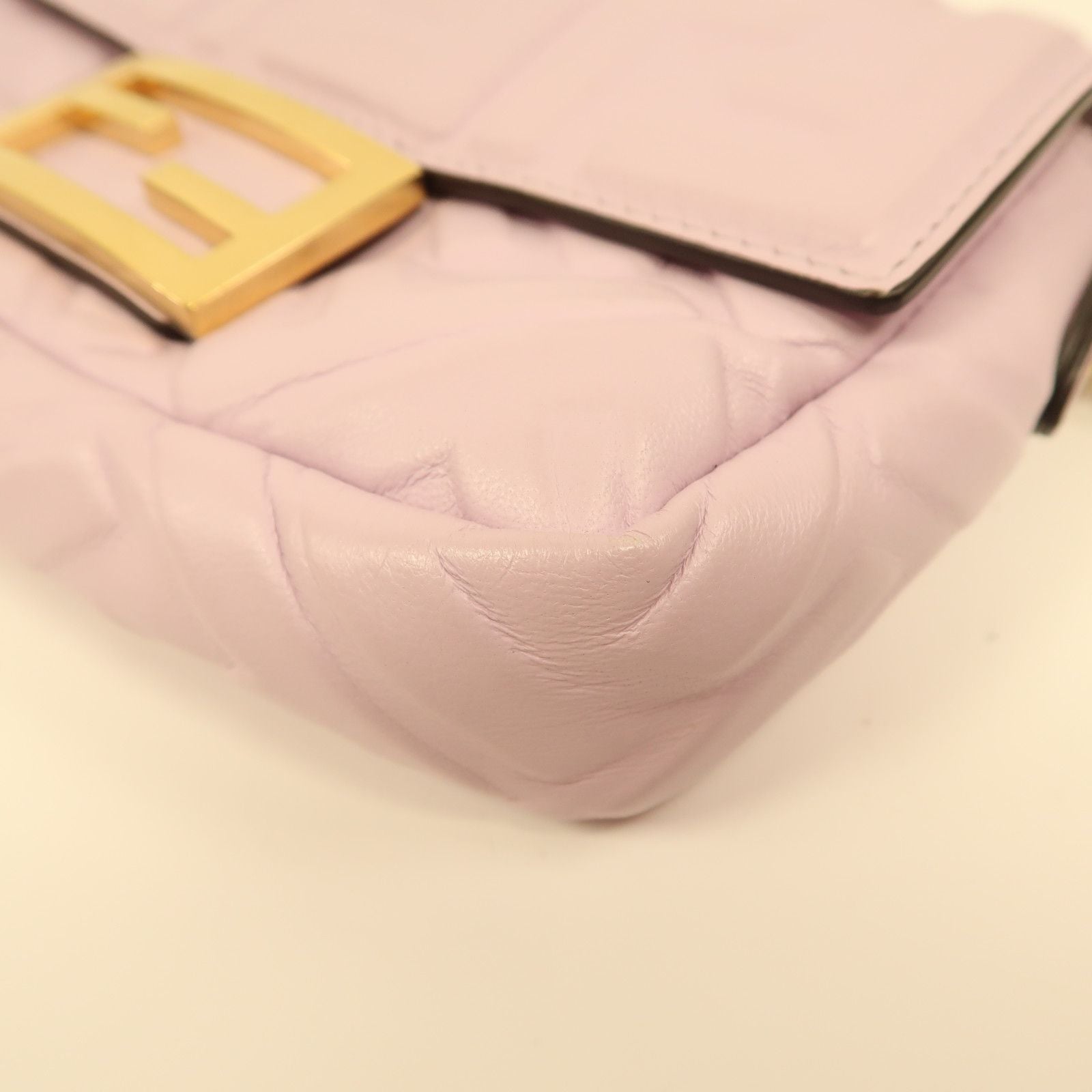 Fendi Sheepskin Leather Baguette Mini Golden Hand-turned Shoulder And Back Bag Purple 2way Shoulder Bag Purple Black La