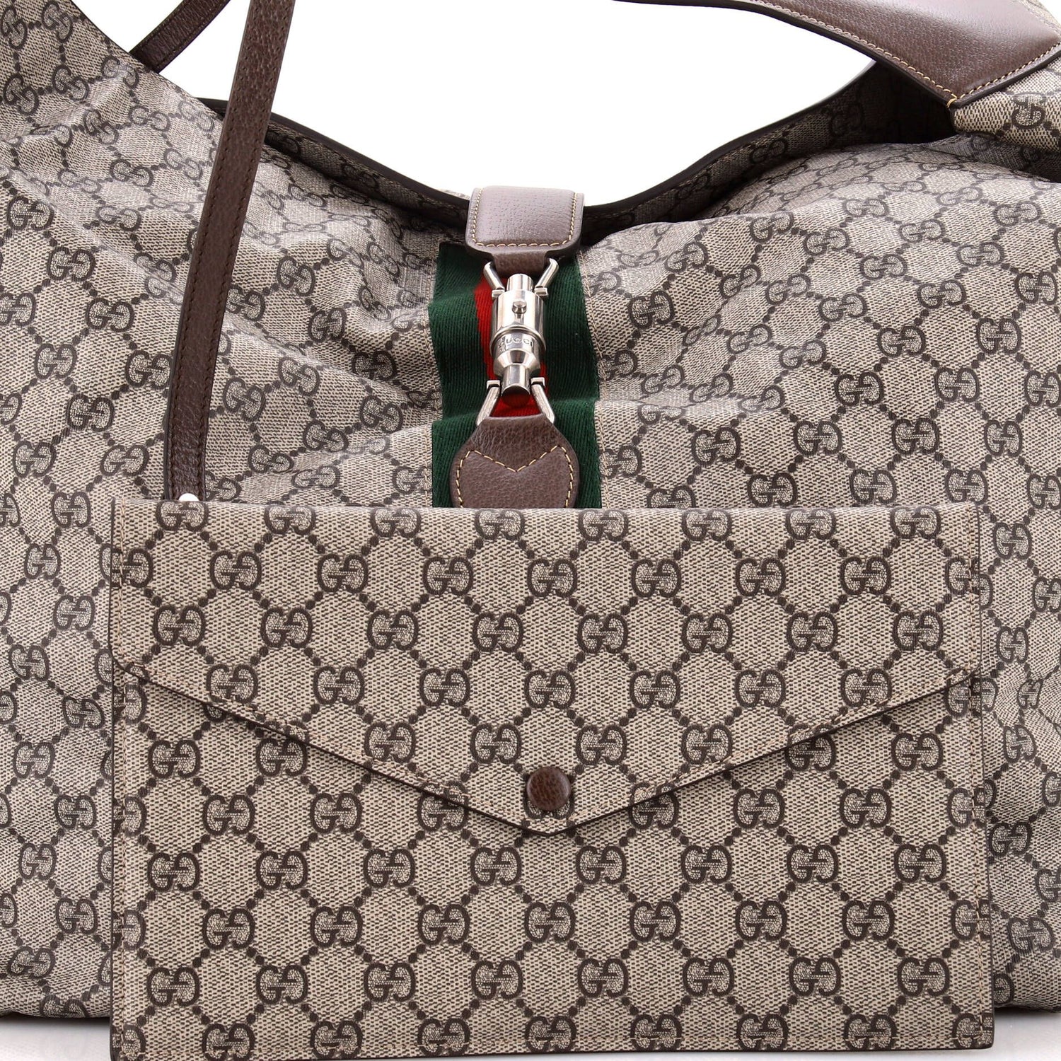 Gucci Jackie 1961 Soft Shoulder Bag Gg Coated Canvas Medium