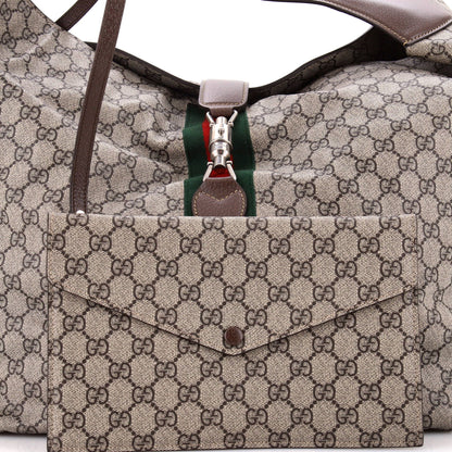Gucci Jackie 1961 Soft Shoulder Bag Gg Coated Canvas Medium