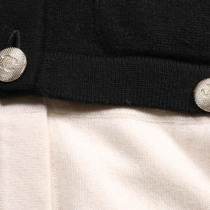 Chanel Black Beige Coco Mark Button Cardigan Cashmere P 72780