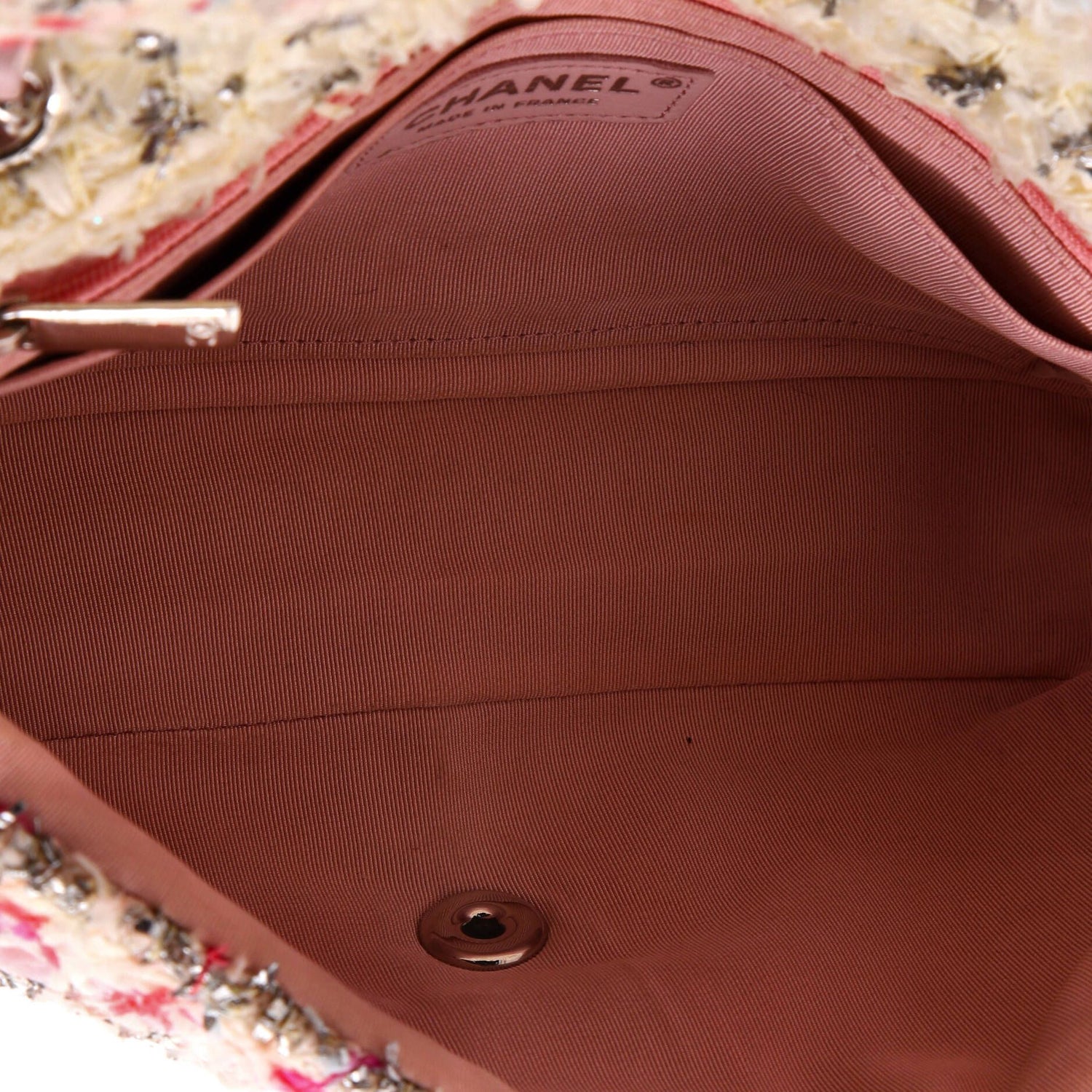 Chanel Classic Double Flap Bag Quilted Tweed And Ribbon Medium