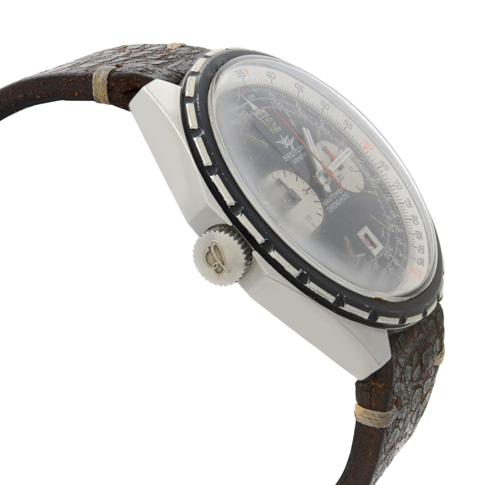 Vintage Breitling Navitimer Chrono-matic Black And White Dial Mens Watch 1806